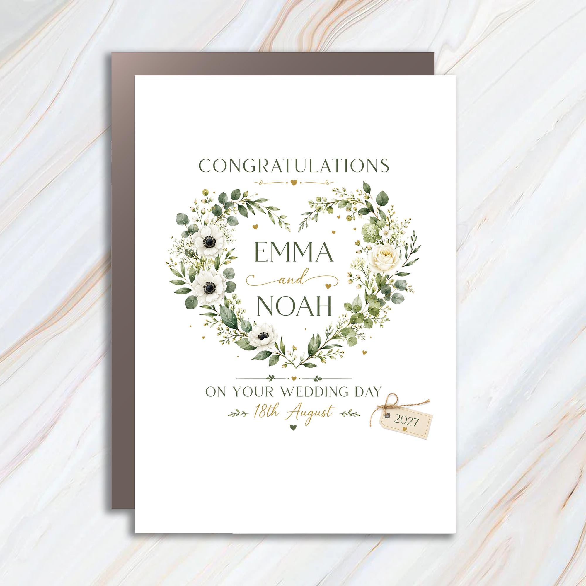 Congratulations On Your Wedding Day Wedding Card Floral Heart Newly Married Couple Personalized Card WC64