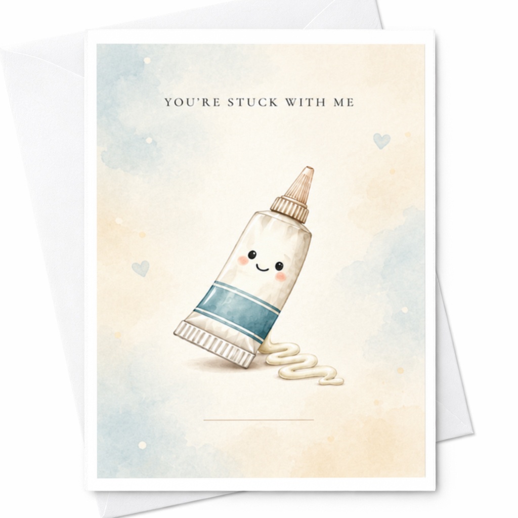 You're Stuck With Me Cute Valentine's Day Card For Husband Wife Him Her Funny Anniversary Card Romantic Greeting Card C3671