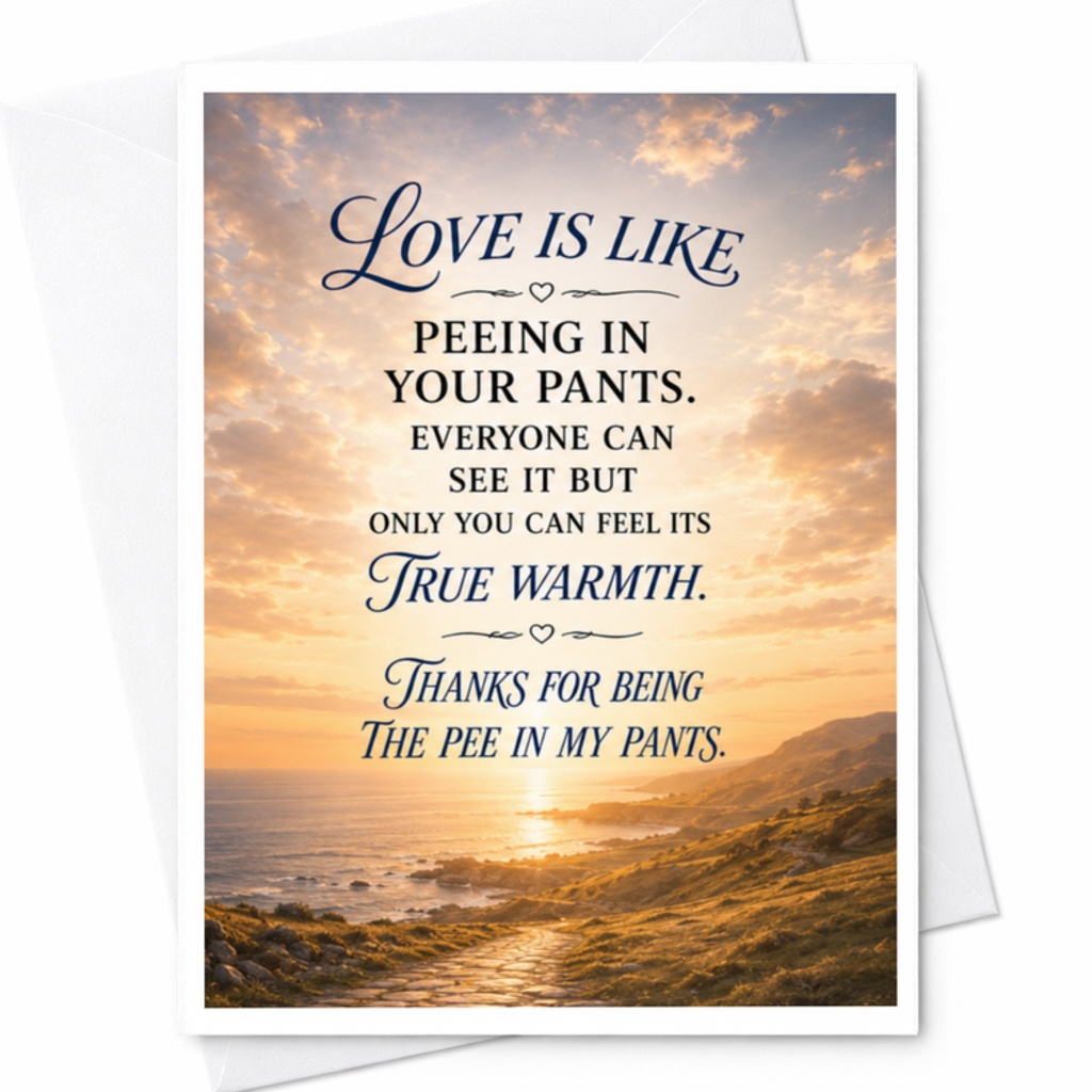 Love Is Like Peeing In Your Pants Funny Anniversary Card For Husband Wife Girlfriend Boyfriend Cute Romantic Greeting Card C3679
