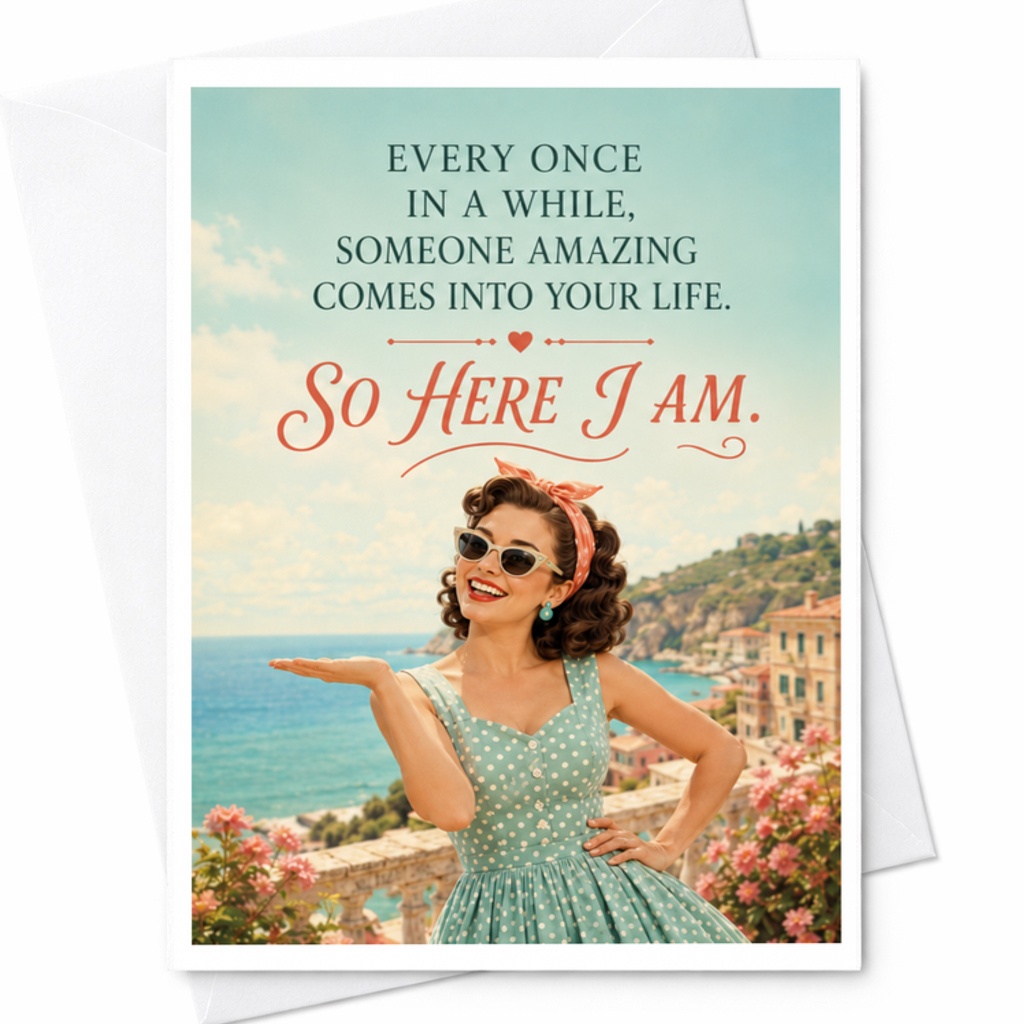 Every Once In A While, Someone Amazing Comes Into Your Life. So Here I Am. Romantic Anniversary Card For Husband Wife Retro Style C3688
