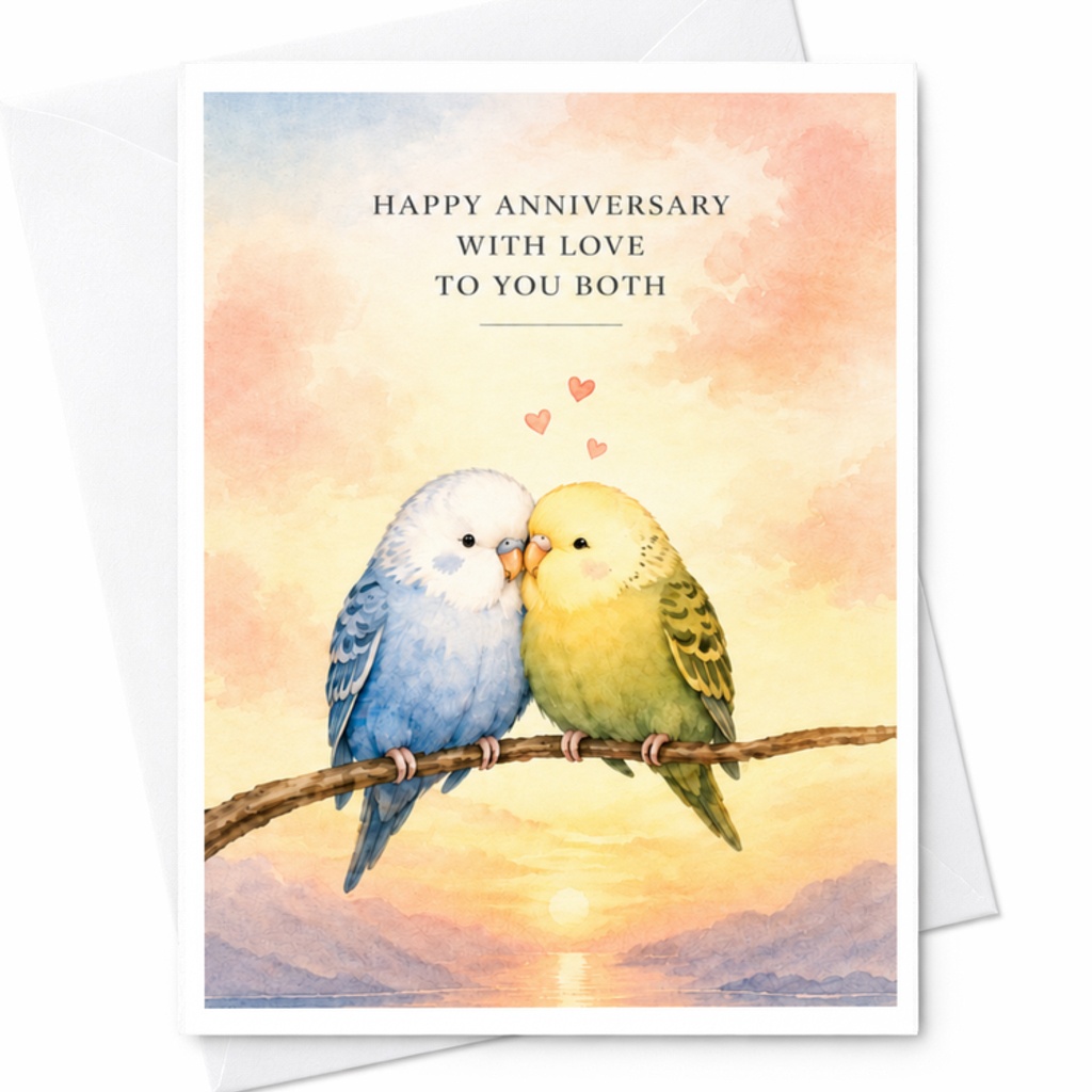 Happy Anniversary With Love To You Both Anniversary Card Cute Lovebirds For Couple Romantic Greeting Card Husband Wife Part C3705