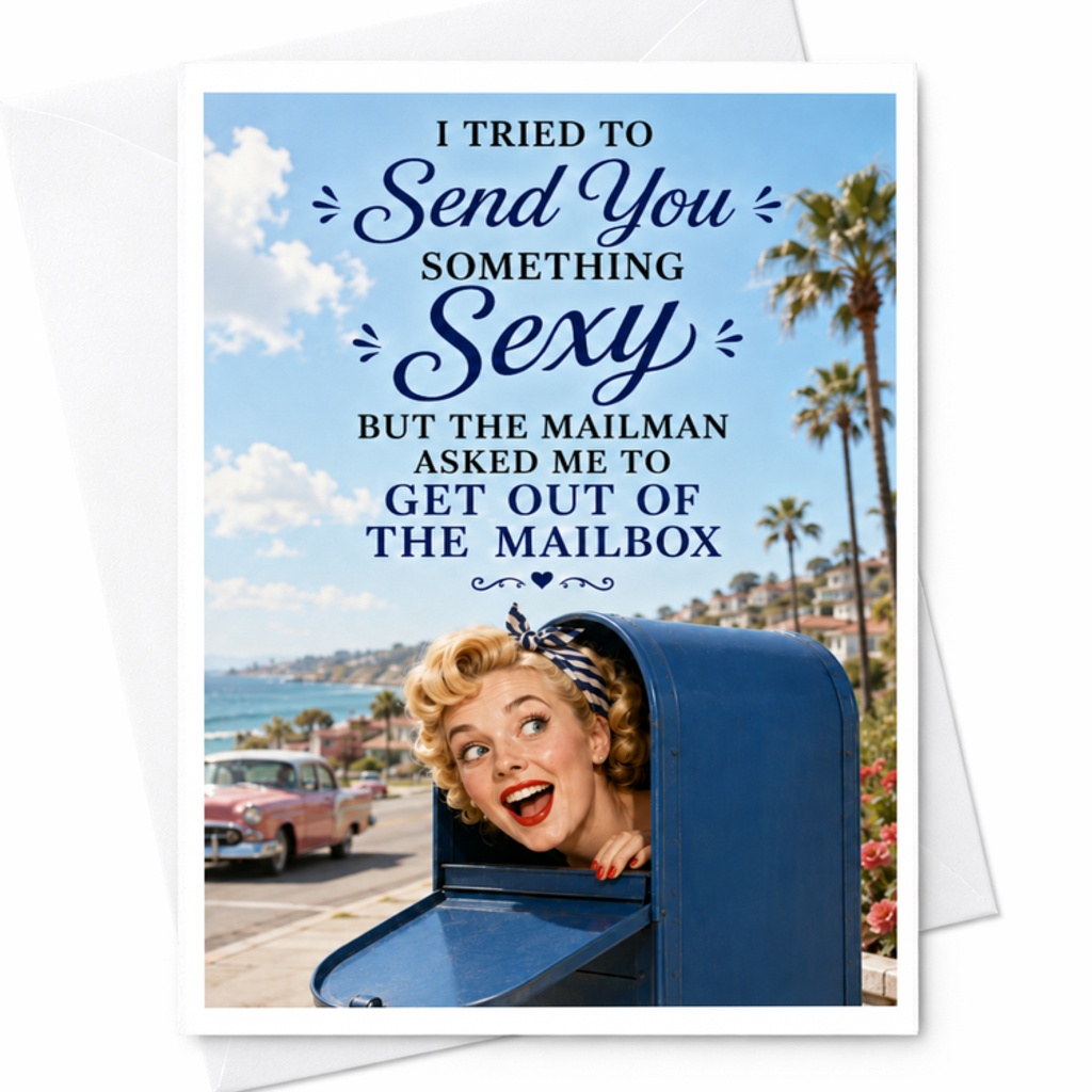 I Tried To Send You Something Sexy Funny Valentine's Day Card Romantic Partner Cute Retro Style Love Card For Him Her C3673