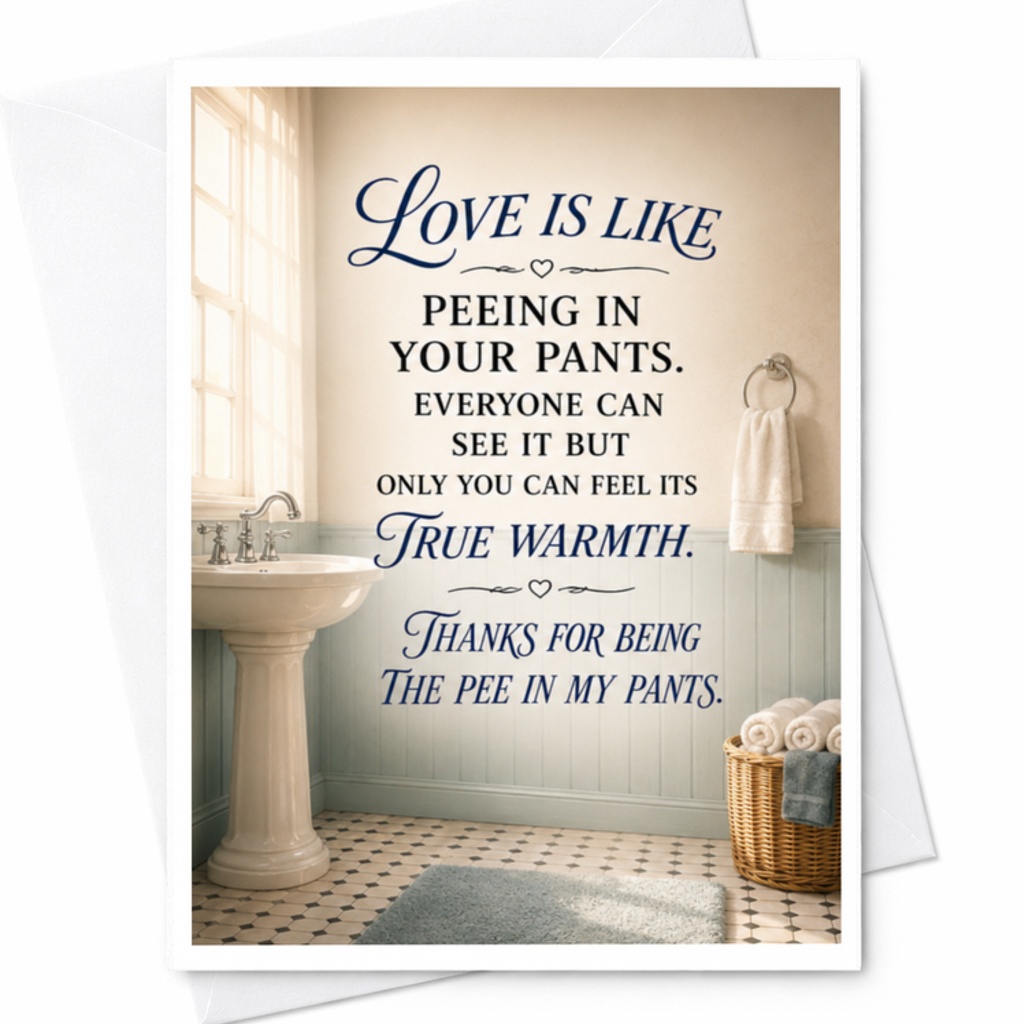 Love Is Like Peeing In Your Pants Funny Anniversary Card For Husband Wife Boyfriend Girlfriend Cute Romantic C3680