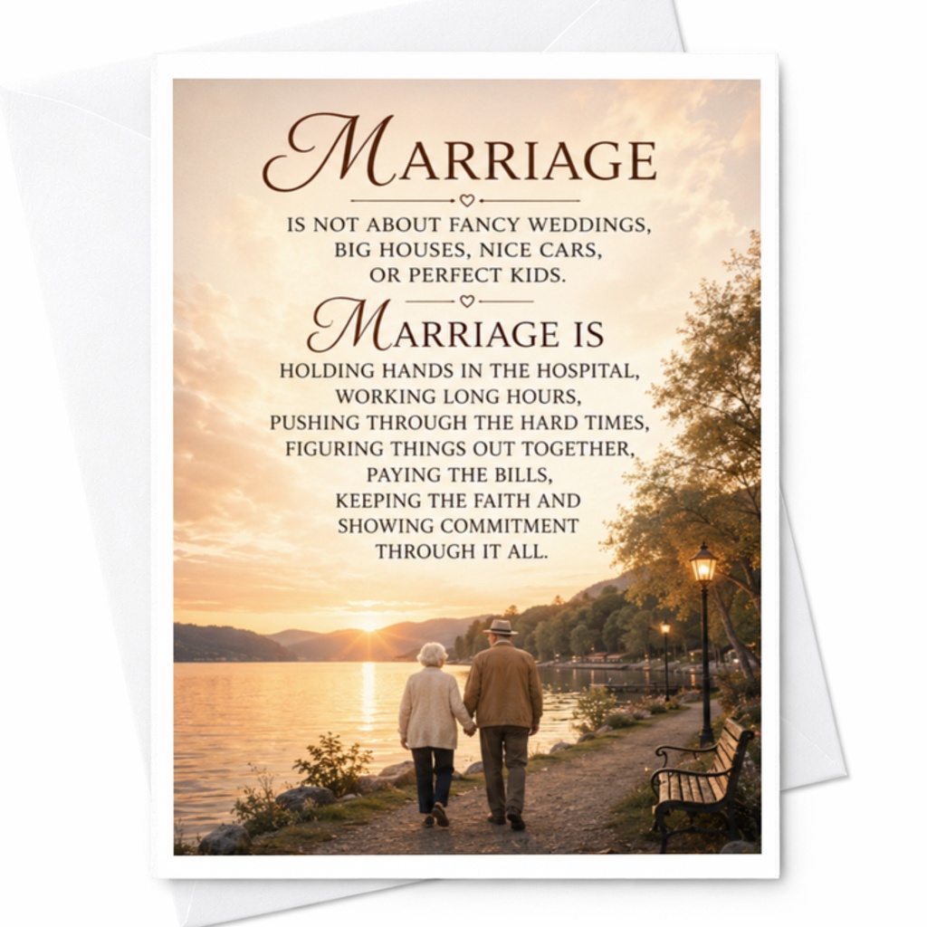 Marriage Is Not About Fancy Weddings Anniversary Card Romantic Elderly Couple Holding Hands Sentimental Marriage Commitment Card C3683