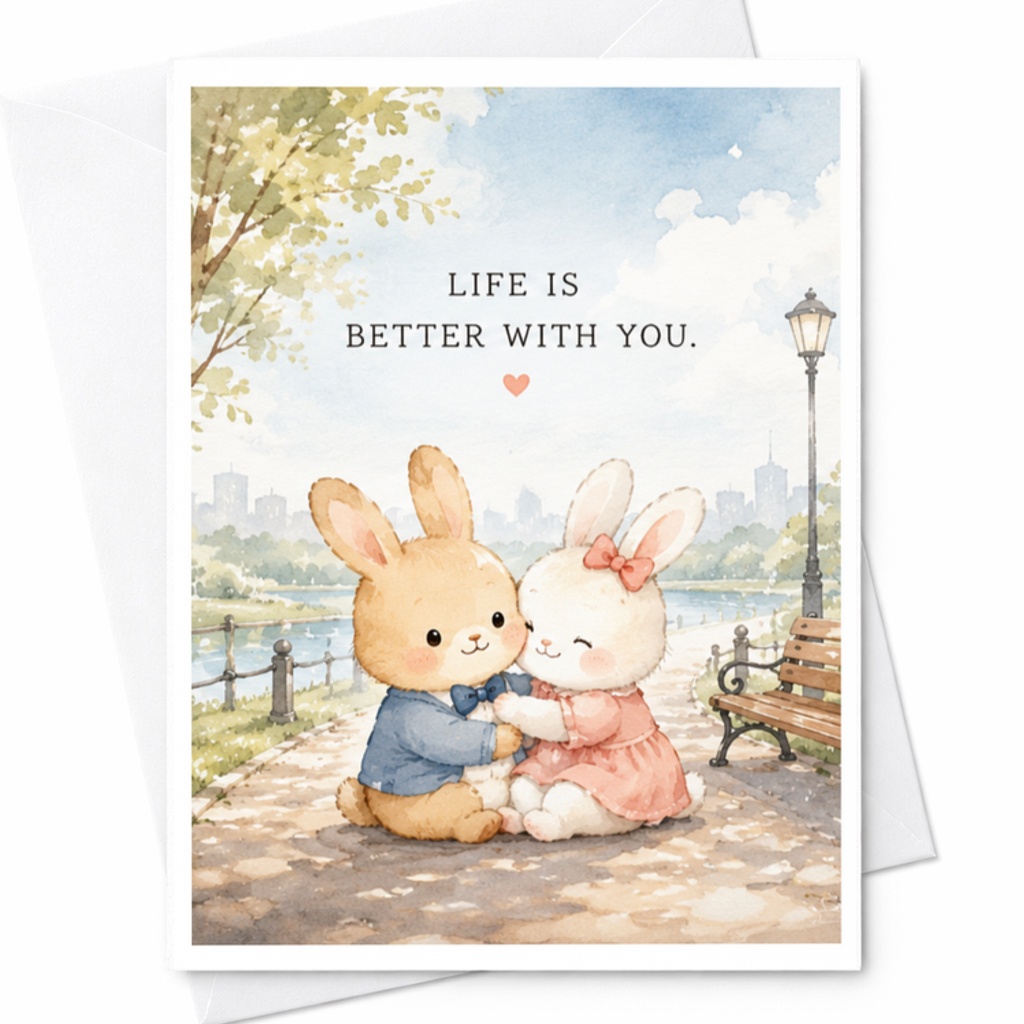 Life Is Better With You Anniversary Card Cute Bunnies Romantic Love Card For Wife Husband Girlfriend Boyfriend Sweet C3695