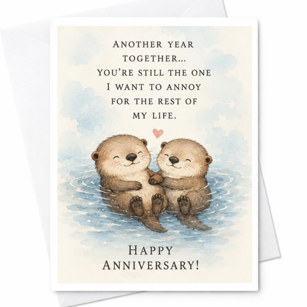 Another Year Together... You’re Still The One I Want To Annoy For The Rest Of My Life. Happy Anniversary! Cute Anniversary Card Fo C3699