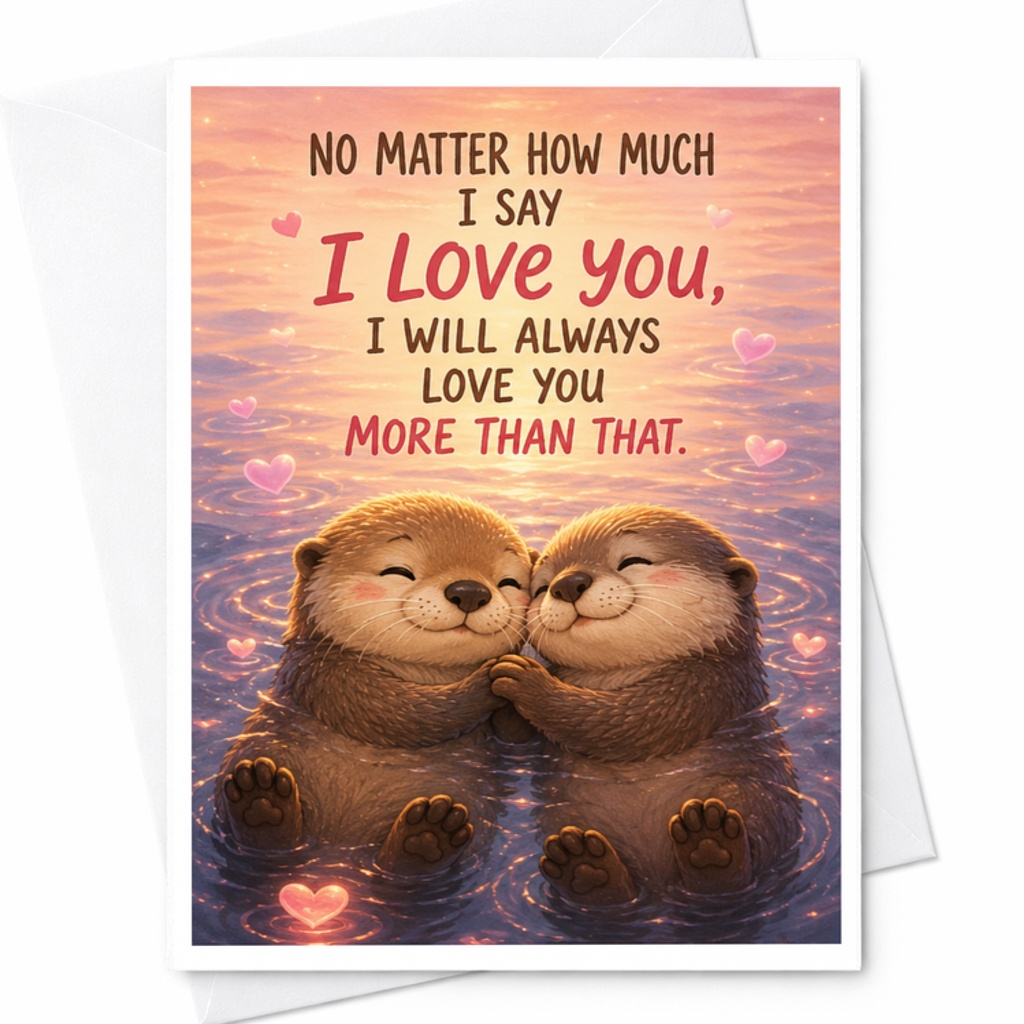 No Matter How Much I Say I Love You Anniversary Card Romantic Otters Cute Love Card For Husband Wife Boyfriend Girlfriend C3702