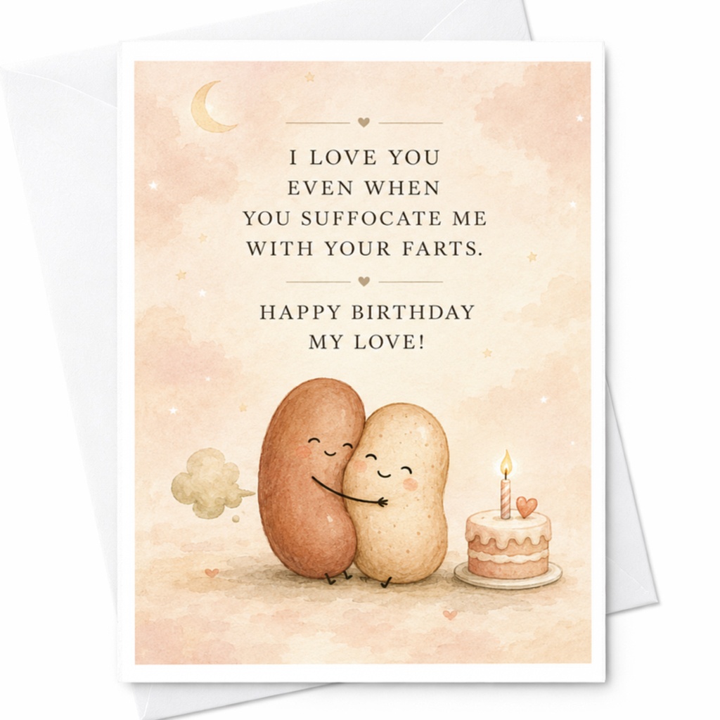 I Love You Even When You Suffocate Me With Your Farts Birthday Card Funny Cute For Husband Boyfriend Couples Love C3704