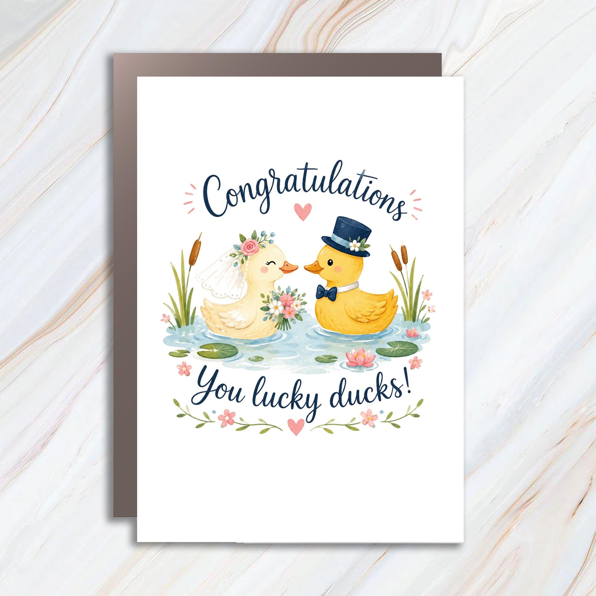 Congratulations You Lucky Ducks Wedding Card Cute Ducks In Love Newlyweds Card For Couple Romantic Marriage Card WC79