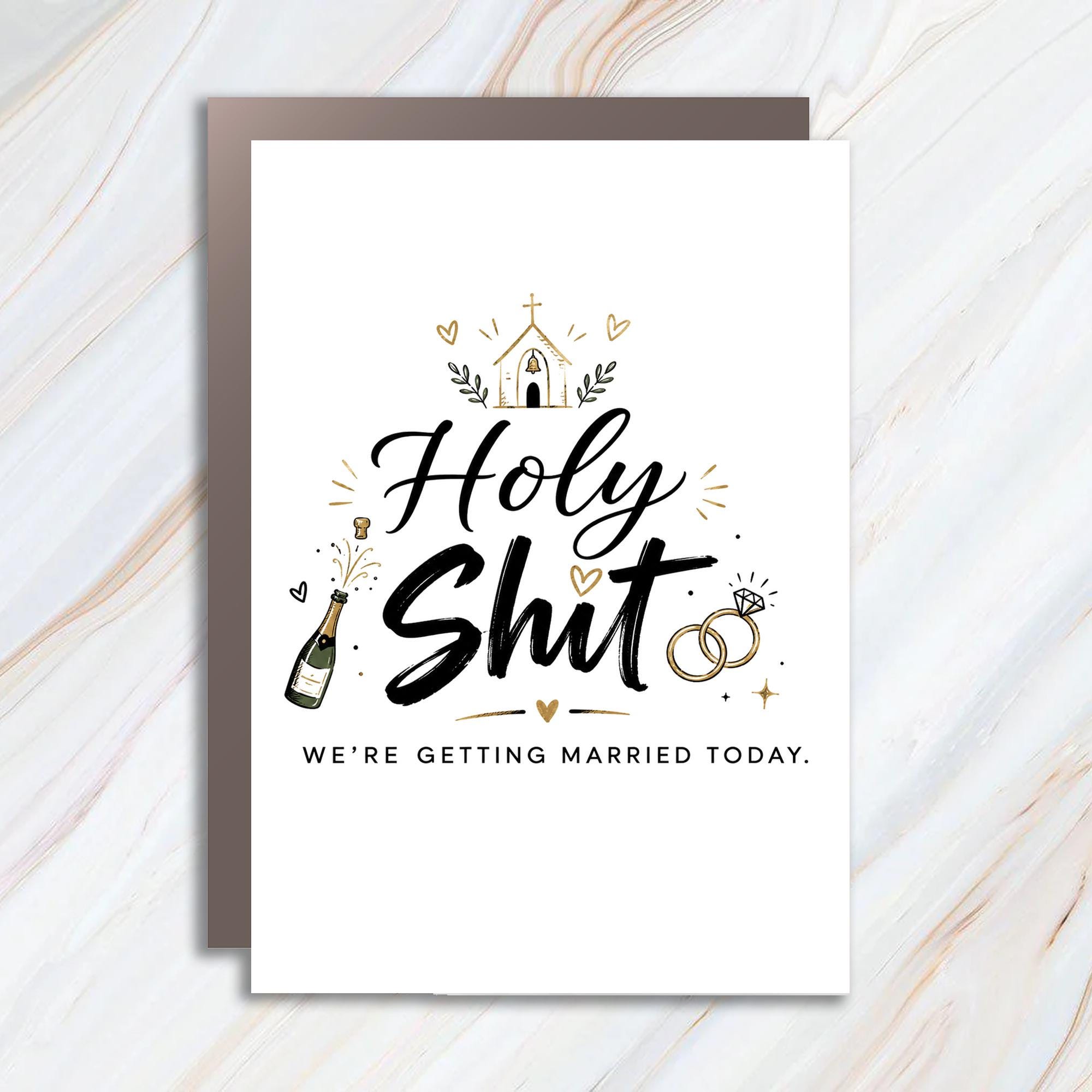 Holy Sh*t We're Getting Married Today Wedding Card Funny Engagement Card For Couple Bride Groom Celebration WC73