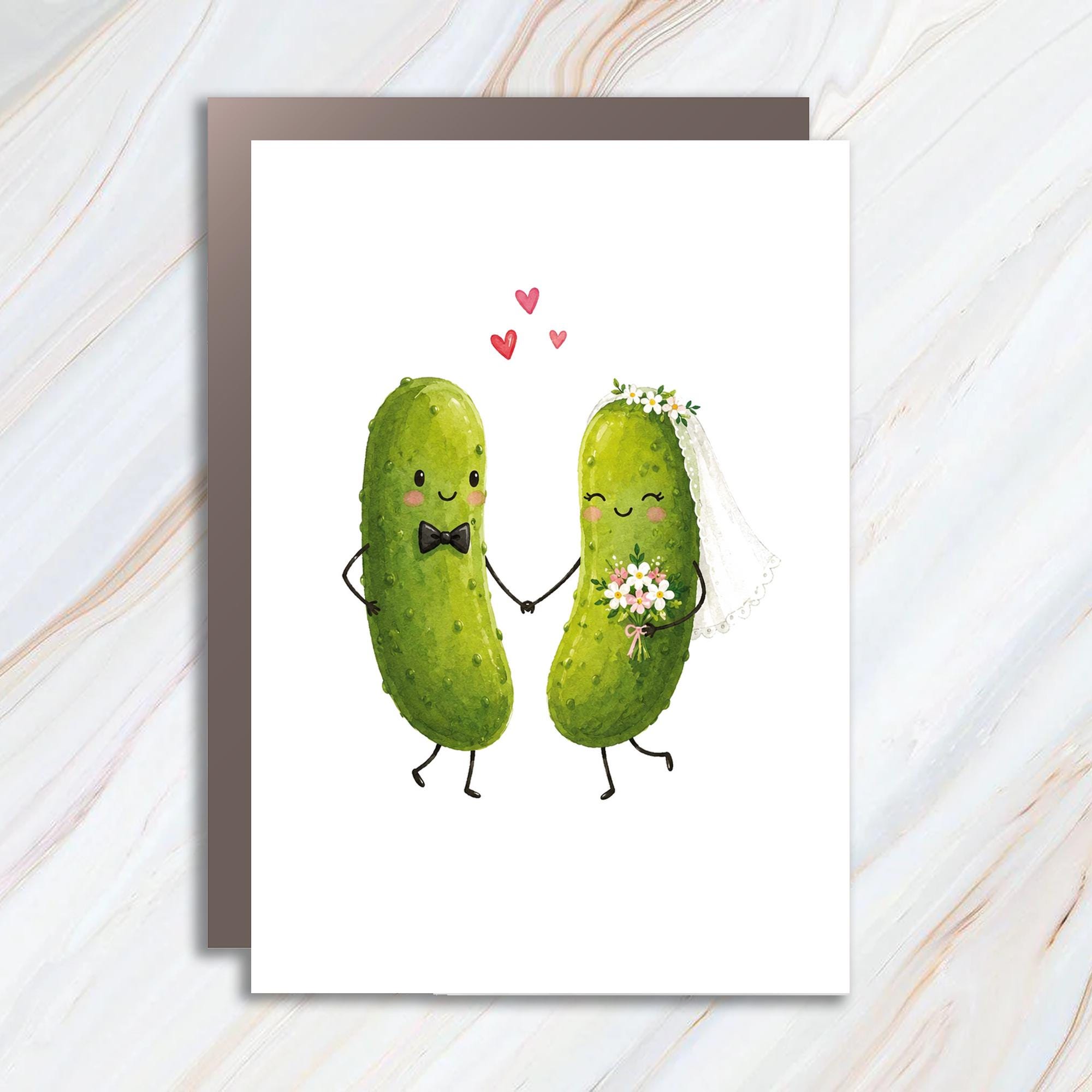 Cute Pickle Couple Wedding Card Funny Bride Groom Love Card For Newlyweds Adorable Romantic Greeting Card For Couple WC76