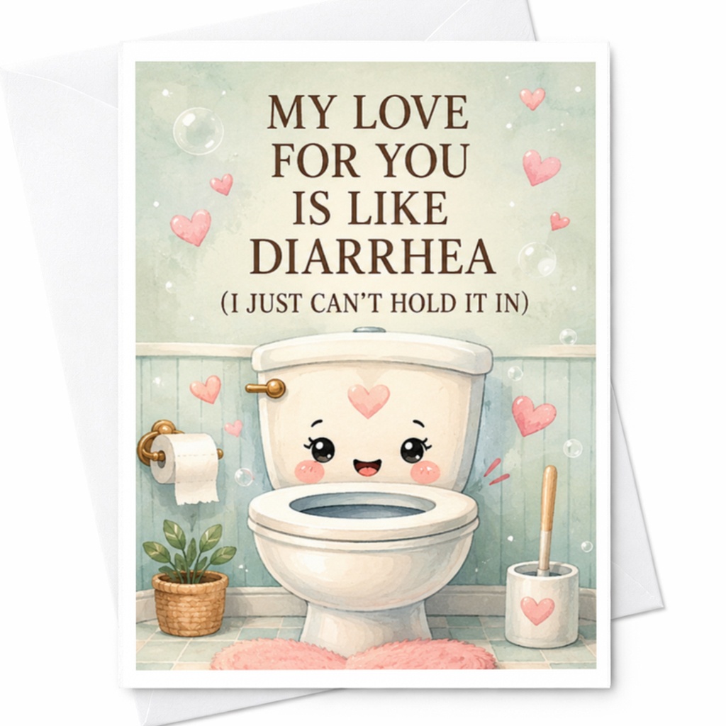 My Love For You Is Like Diarrhea Funny Valentine's Day Card Cute Toilet Anniversary Card For Husband Wife Boyfriend Girlfrie C3719