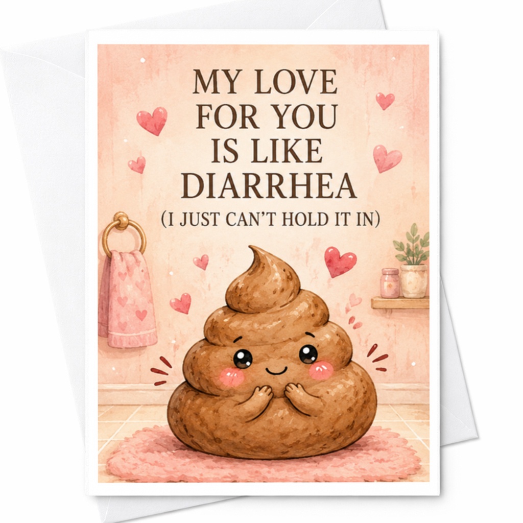 My Love For You Is Like Diarrhea Funny Valentine's Day Card Cute Poop Emoji Anniversary Card For Husband Wife Boyfriend Girlfriend C3720