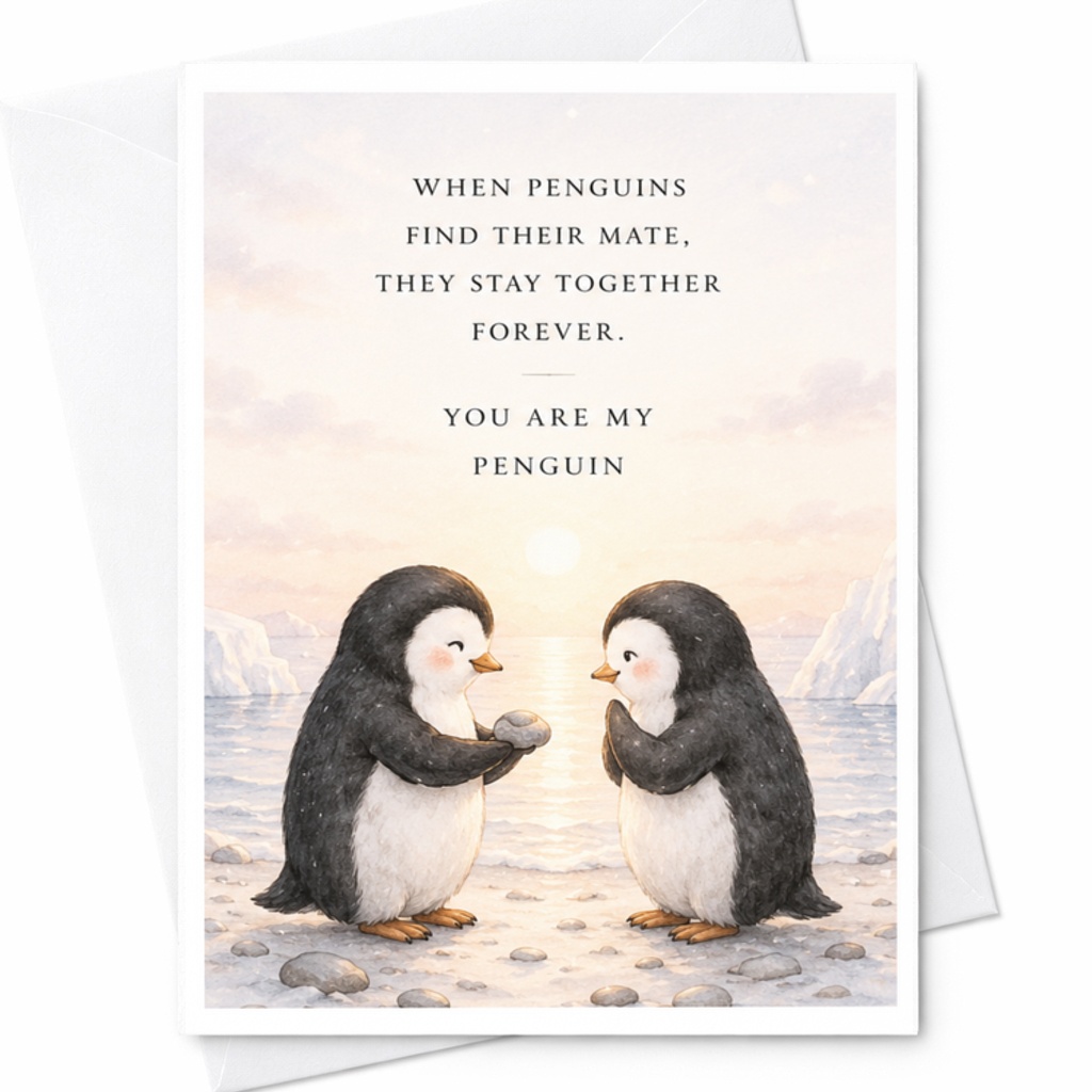 When Penguins Find Their Mate Anniversary Card You Are My Penguin Cute Romantic Love Card For Husband Wife Couple C3723