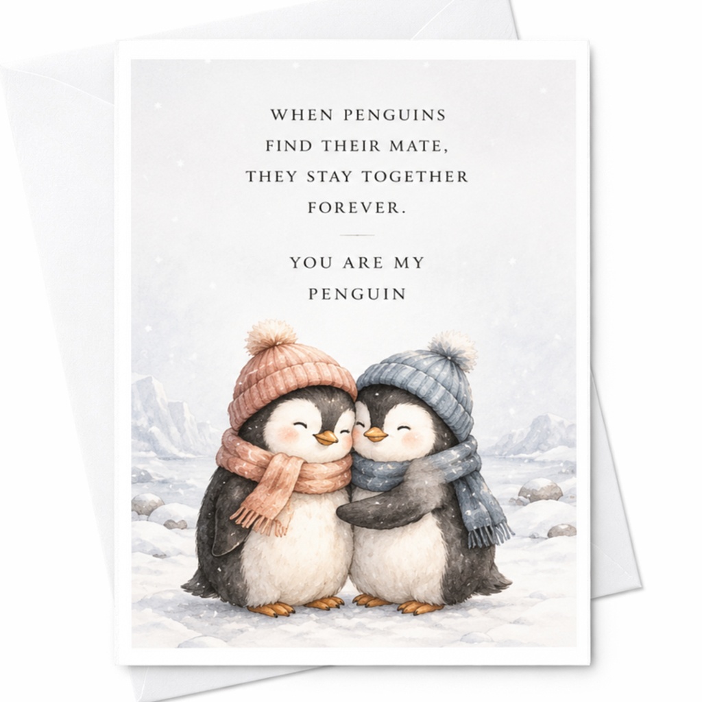 When Penguins Find Their Mate, They Stay Together Forever. You Are My Penguin Anniversary Card Cute Love Card For Partner Romantic C3724