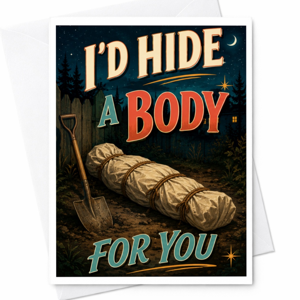 I'd Hide A Body For You Funny Valentine's Day Card Dark Love Card For Couples Unique Anniversary Card C3728