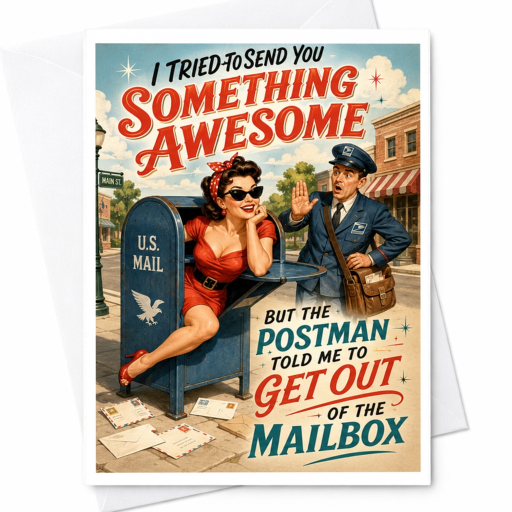 I Tried To Send You Something Awesome Funny Greeting Card Retro Mail Long-Distance Love Card For Him Or Her Cute Vintage Sty C3734