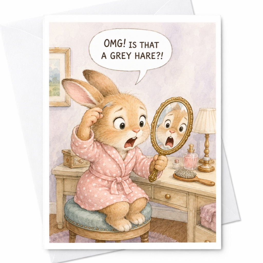 Omg! Is That A Grey Hare?! Funny Greeting Card Cute Bunny Card For Friend Birthday Card Animal Lover Card Sweet C3739
