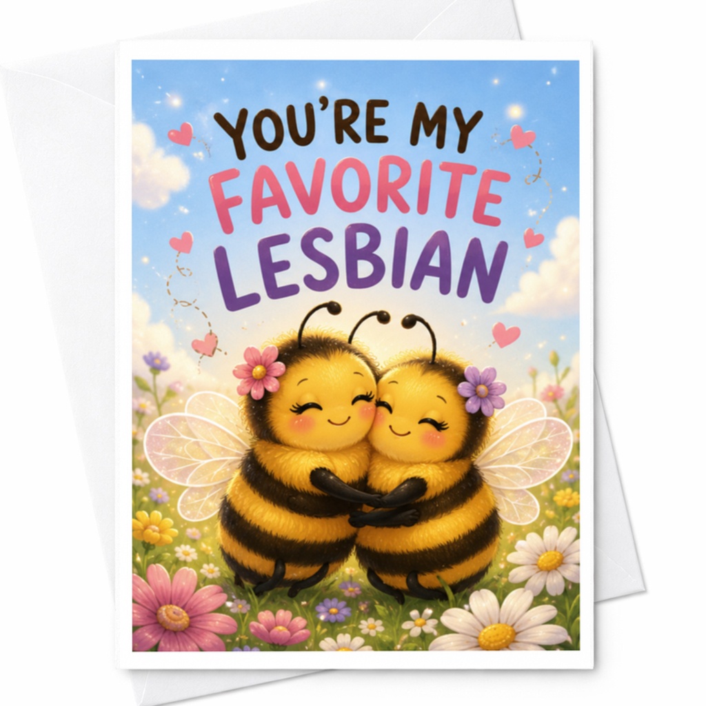 You're My Favorite Lesbian Cute Bees Greeting Card Funny Lgbtq+ Friendship Card For Best Friend Birthday Or Special Occasion C3744
