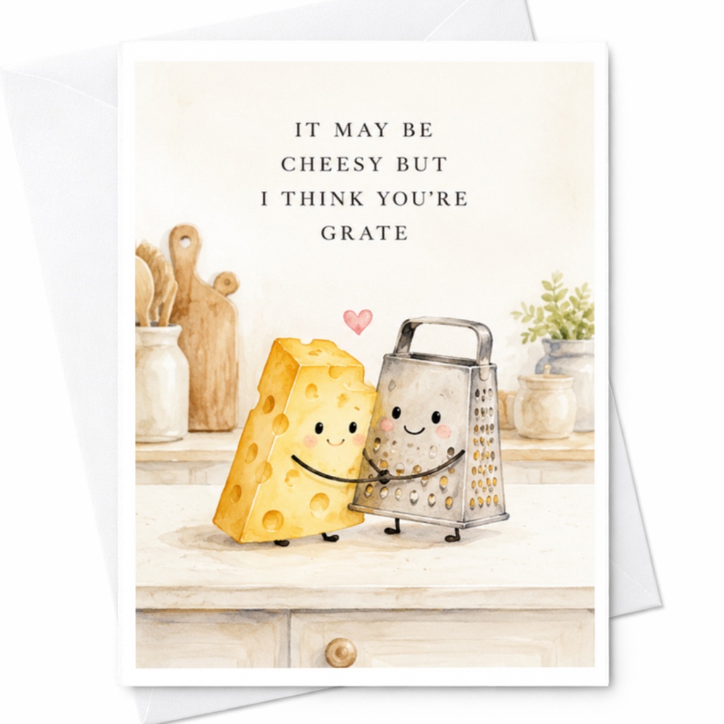It May Be Cheesy But I Think You’re Grate Cute Everyday Card Funny Cheese Grater Pun Card For Friend Romantic Love Card C3746