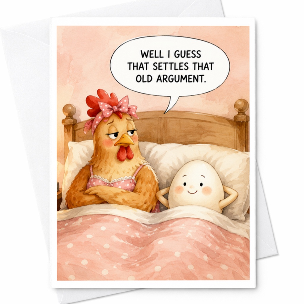 Well I Guess That Settles That Old Argument Funny Anniversary Card Cute Chicken Egg Couple Card For Husband Wife C3722
