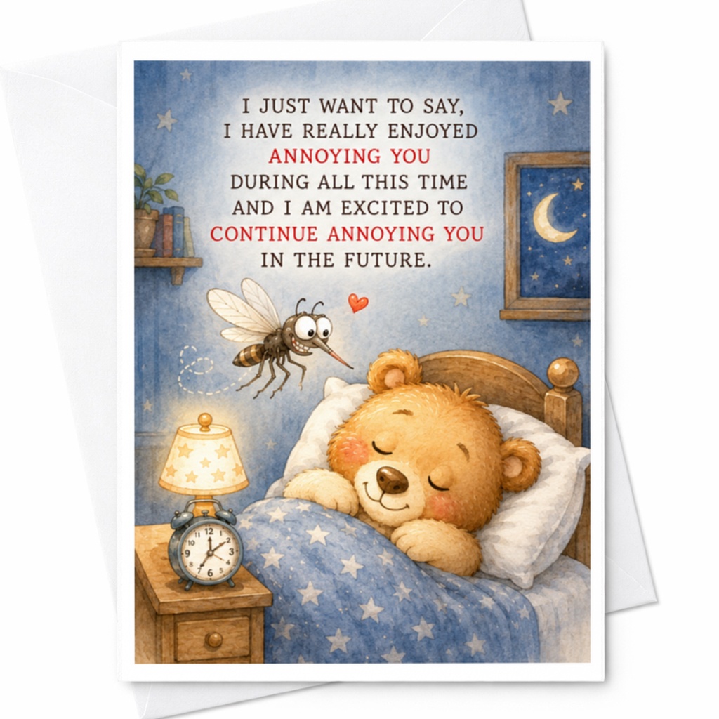 I Have Really Enjoyed Annoying You Funny Greeting Card Cute Bear Mosquito Illustration Friendship Card For Friend C3729
