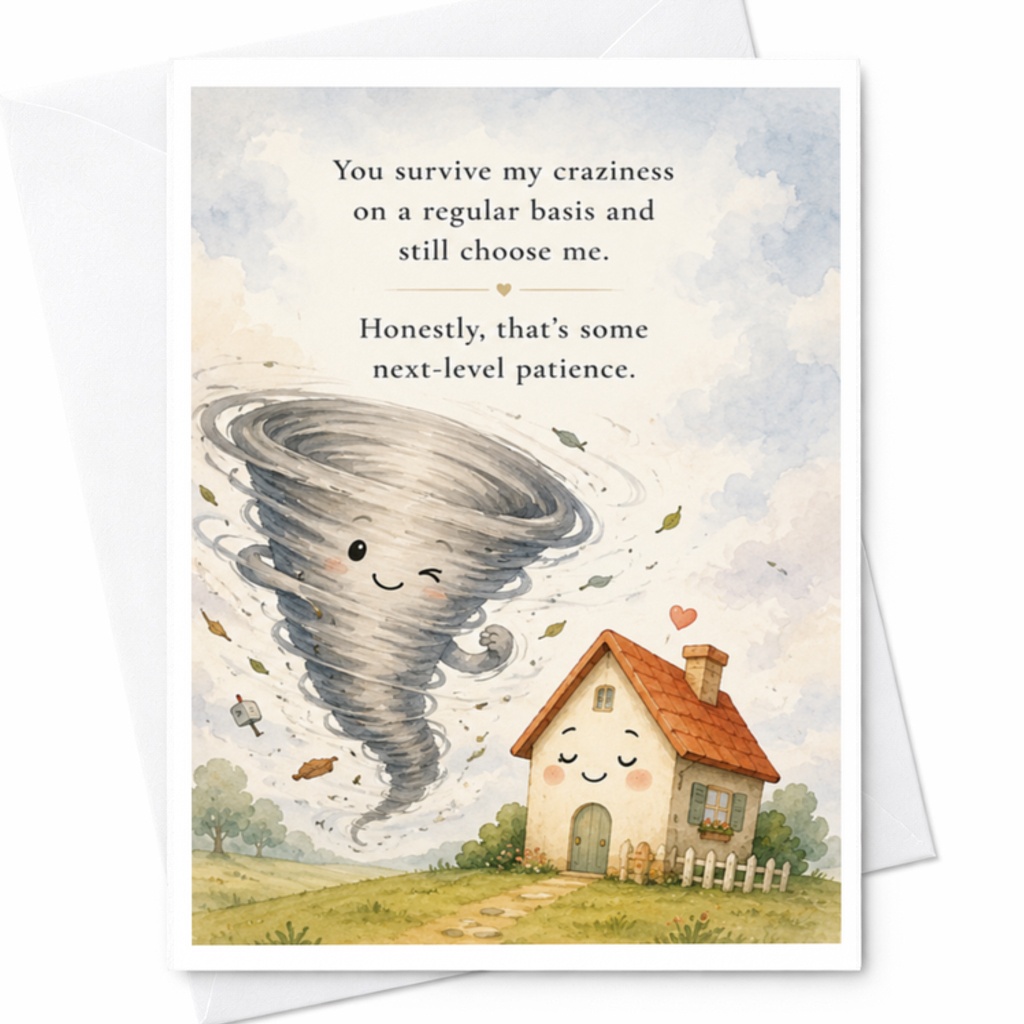 You Survive My Craziness Anniversary Card Cute Tornado House Funny Love Card For Partner Romantic Greeting Card C3731