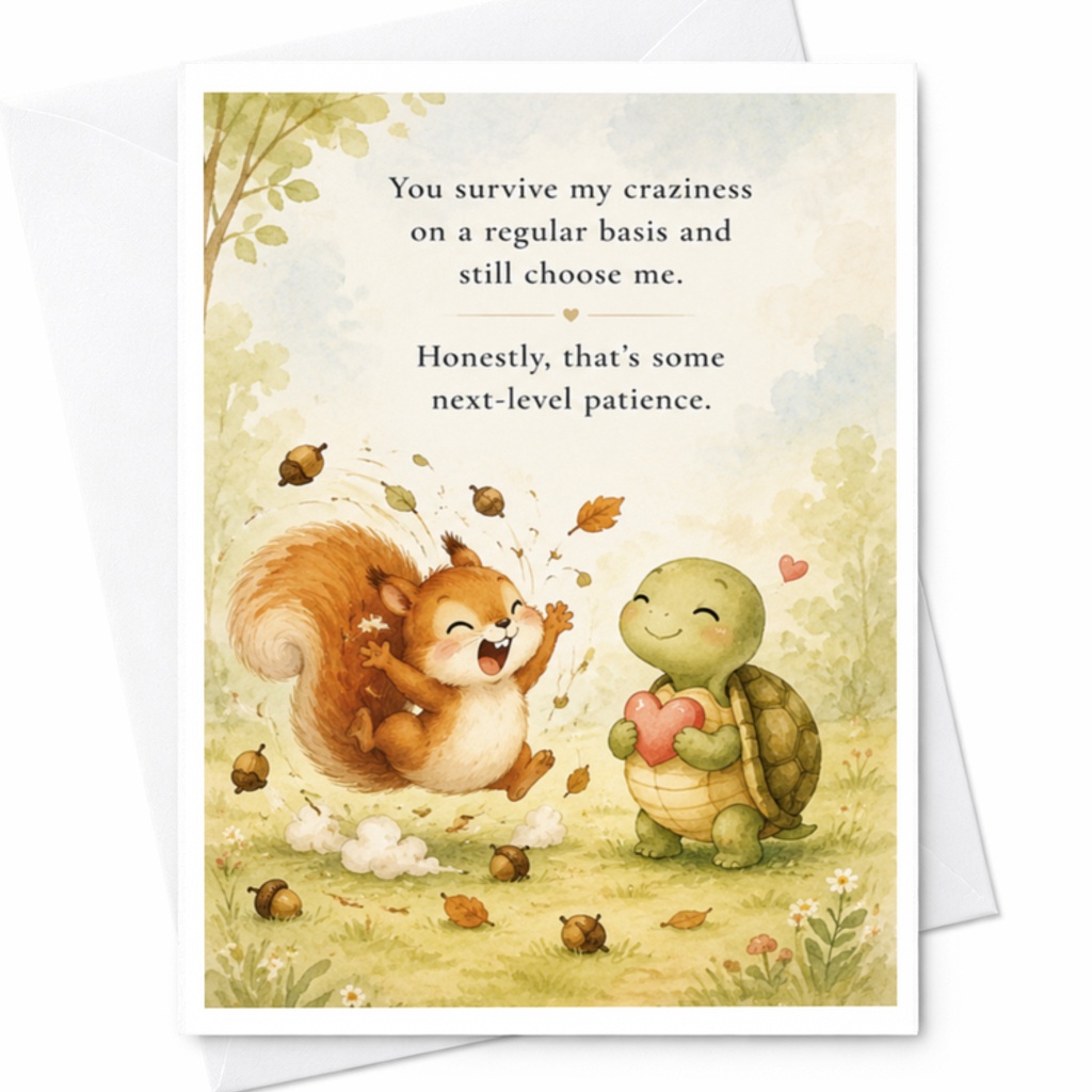 You Survive My Craziness Anniversary Card Cute Squirrel Turtle Love Card For Partner Romantic Funny Greeting Card C3732
