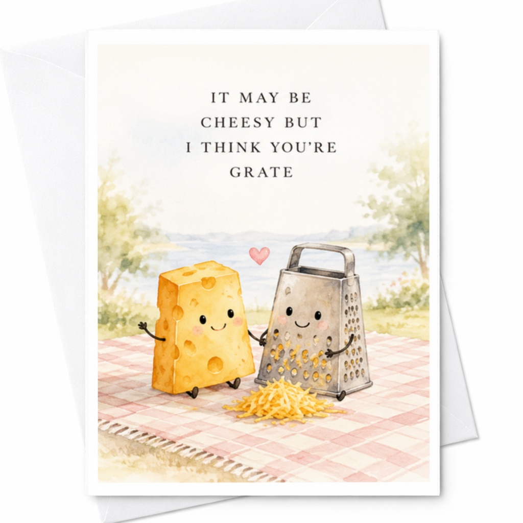 It May Be Cheesy But I Think You're Grate Cute Everyday Card Funny Cheese Grater Pun Card For Friend Romantic Love Card C3745