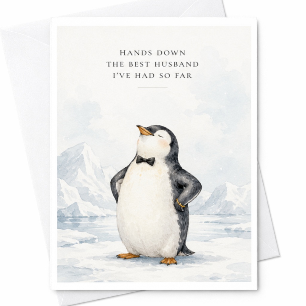 Hands Down The Best Husband I've Had So Far Anniversary Card Funny Penguin Husband Love Card Cute Animal For Him Romantic C3749