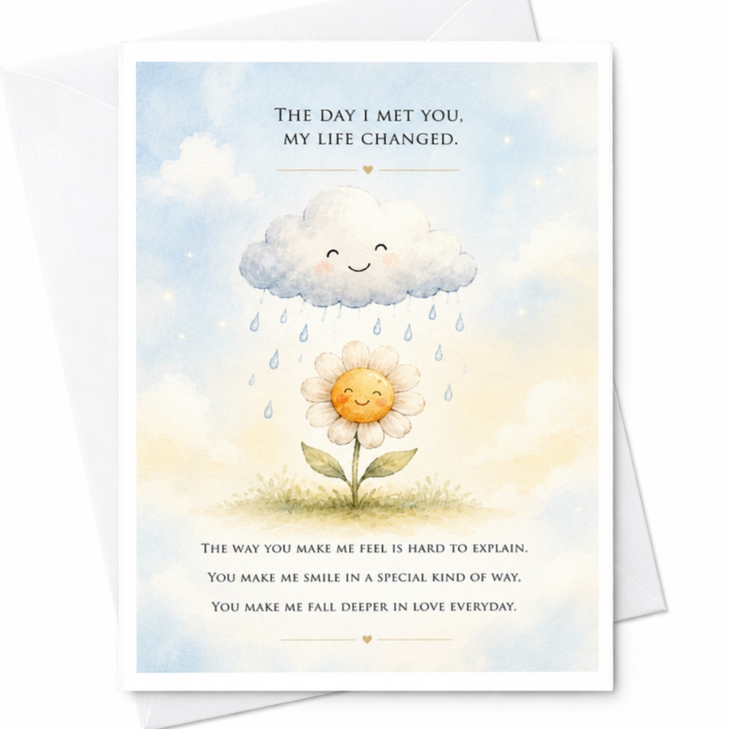 The Day I Met You My Life Changed Valentine's Day Card Romantic Greeting Card For Husband Wife Boyfriend Girlfriend Cute C3753