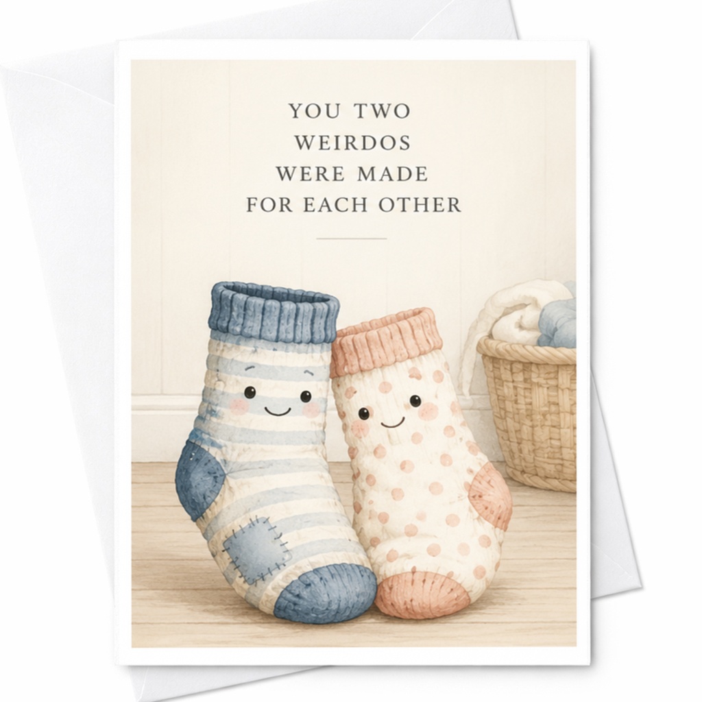 You Two Weirdos Were Made For Each Other Romantic Greeting Card Cute Socks Anniversary Card For Couple Funny Love Card C3766