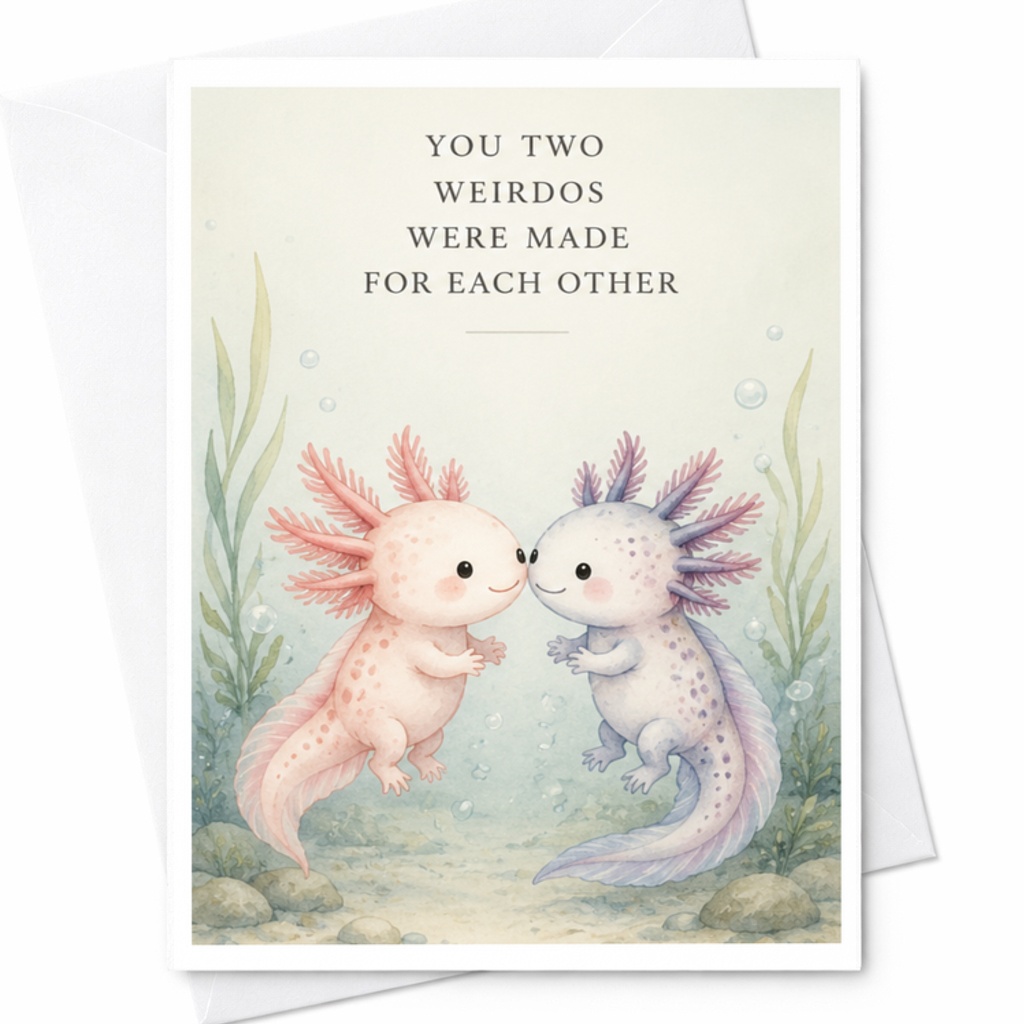 You Two Weirdos Were Made For Each Other Romantic Greeting Card Cute Axolotls Anniversary Card For Couple Funny Love Card C3767