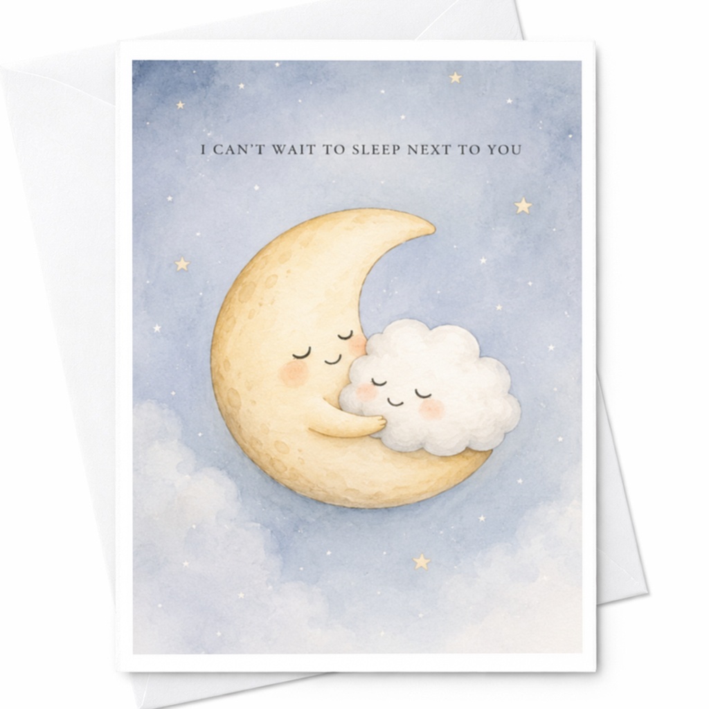 I Can't Wait To Sleep Next To You Romantic Valentine's Day Card Cute Moon Cloud Anniversary Card For Husband Wife Boyfriend Girlfr C3771