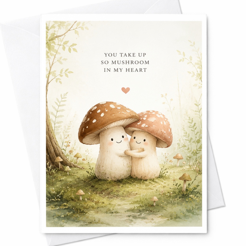 You Take Up So Mushroom In My Heart Whimsical Valentine's Day Card Cute Mushroom Couple Love Card For Husband Wife Partner C3773