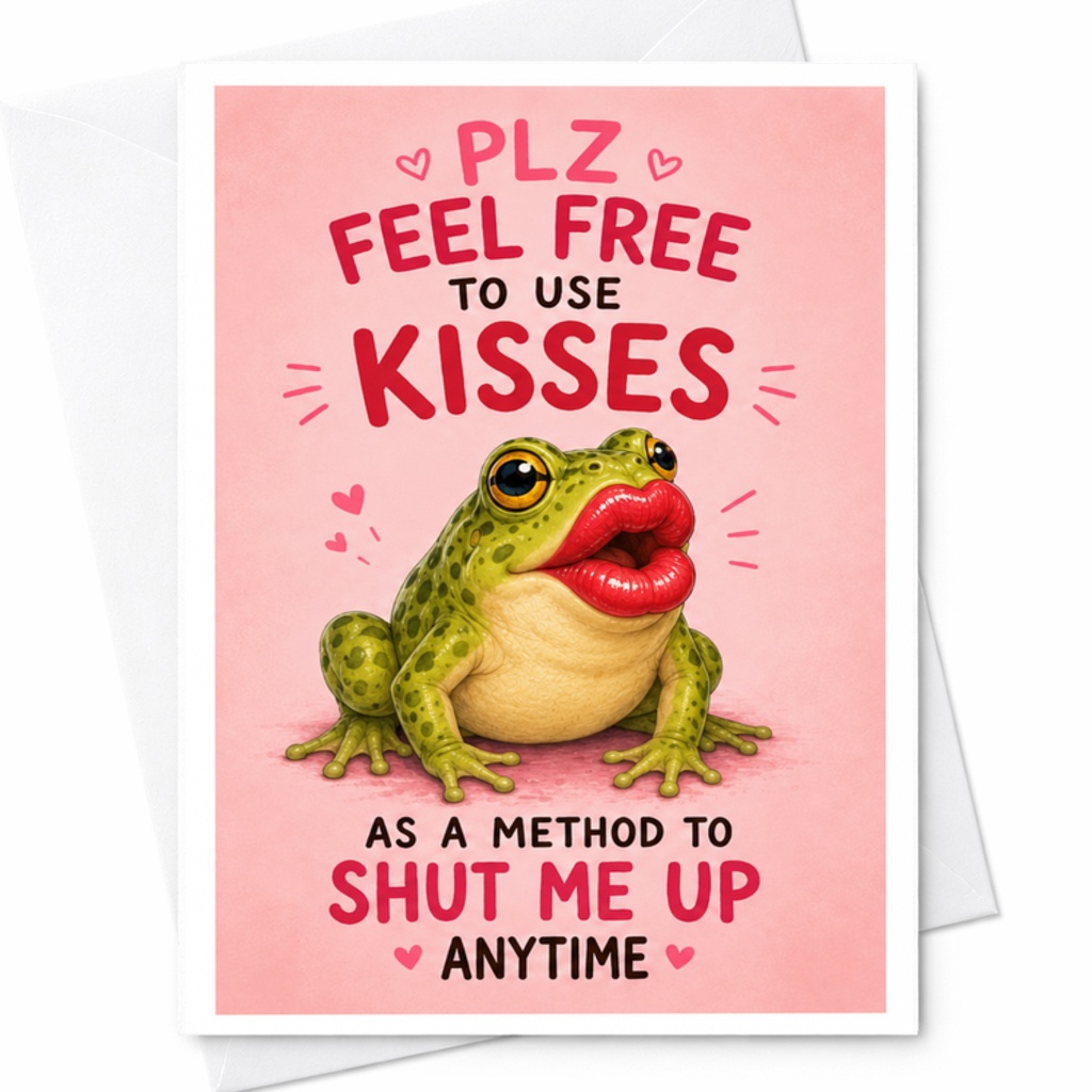 Plz Feel Free To Use Kisses As A Method To Shut Me Up Anytime Funny Love Card Cute Frog Romantic Anniversary Card For Him Her C3769