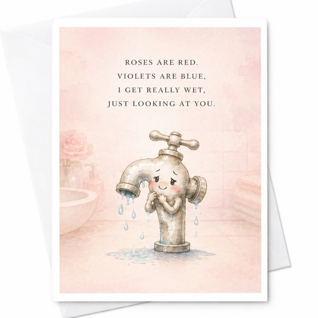 Roses Are Red. Violets Are Blue, I Get Really Wet, Just Looking At You. Funny Anniversary Card Cute Romantic For Husband Wife C3777