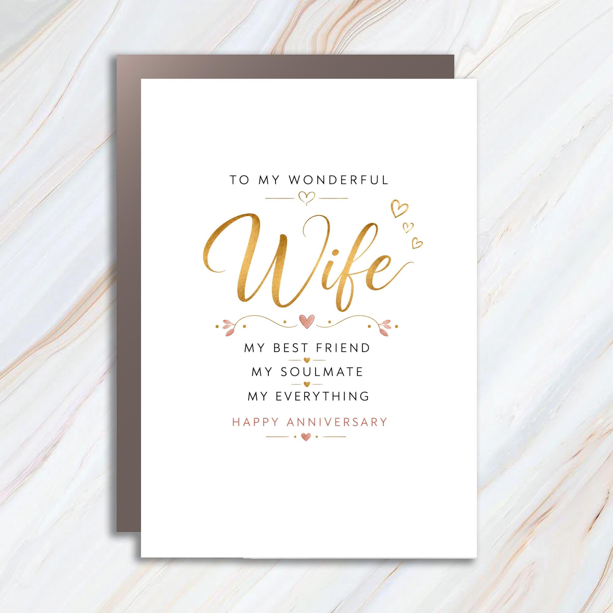 To My Wonderful Wife My Best Friend My Soulmate My Everything Happy Anniversary Card Romantic Anniversary Card For Wife WC83