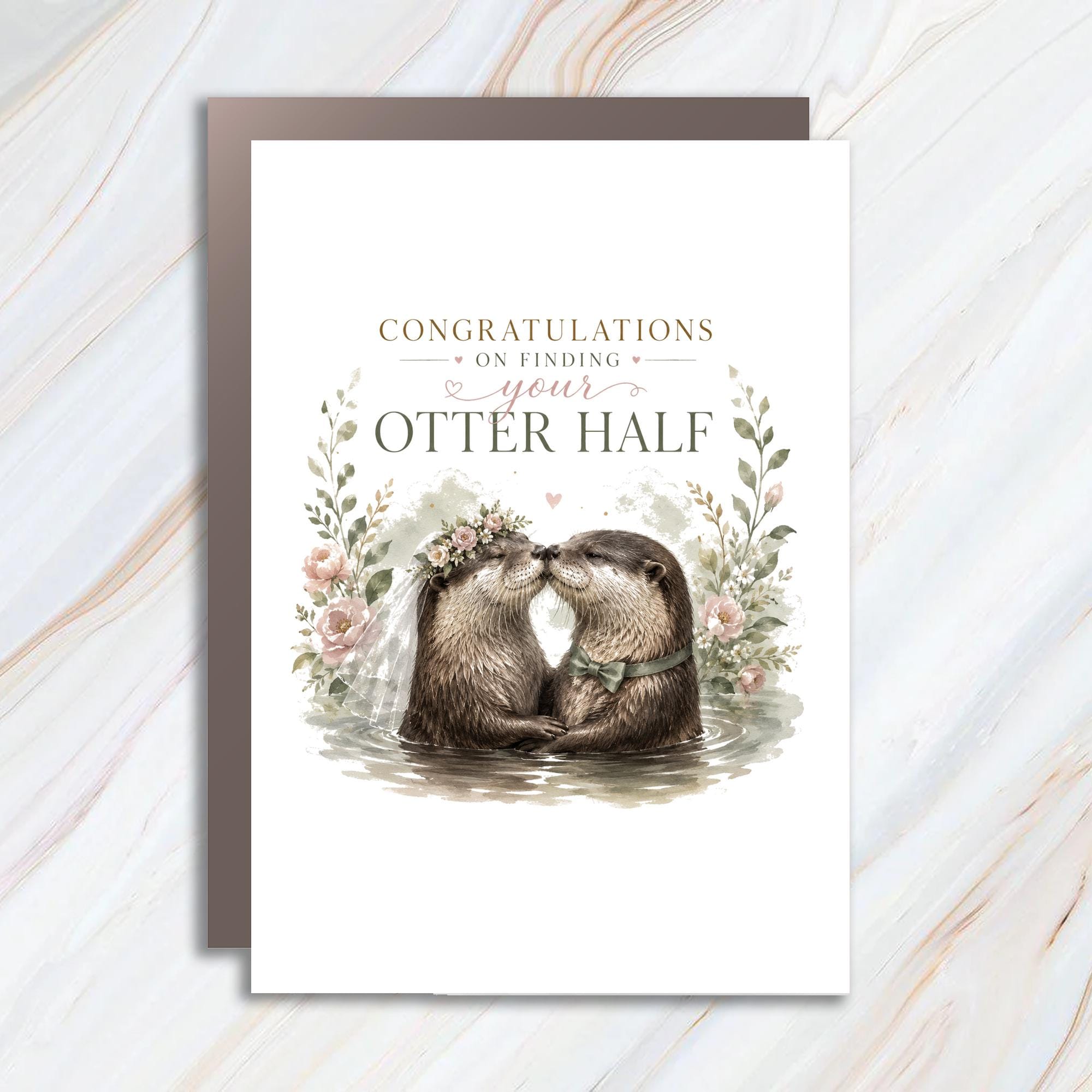 Congratulations On Finding Your Otter Half Wedding Card Cute Otter Couple Card Romantic Animal Card For Newlyweds WC88