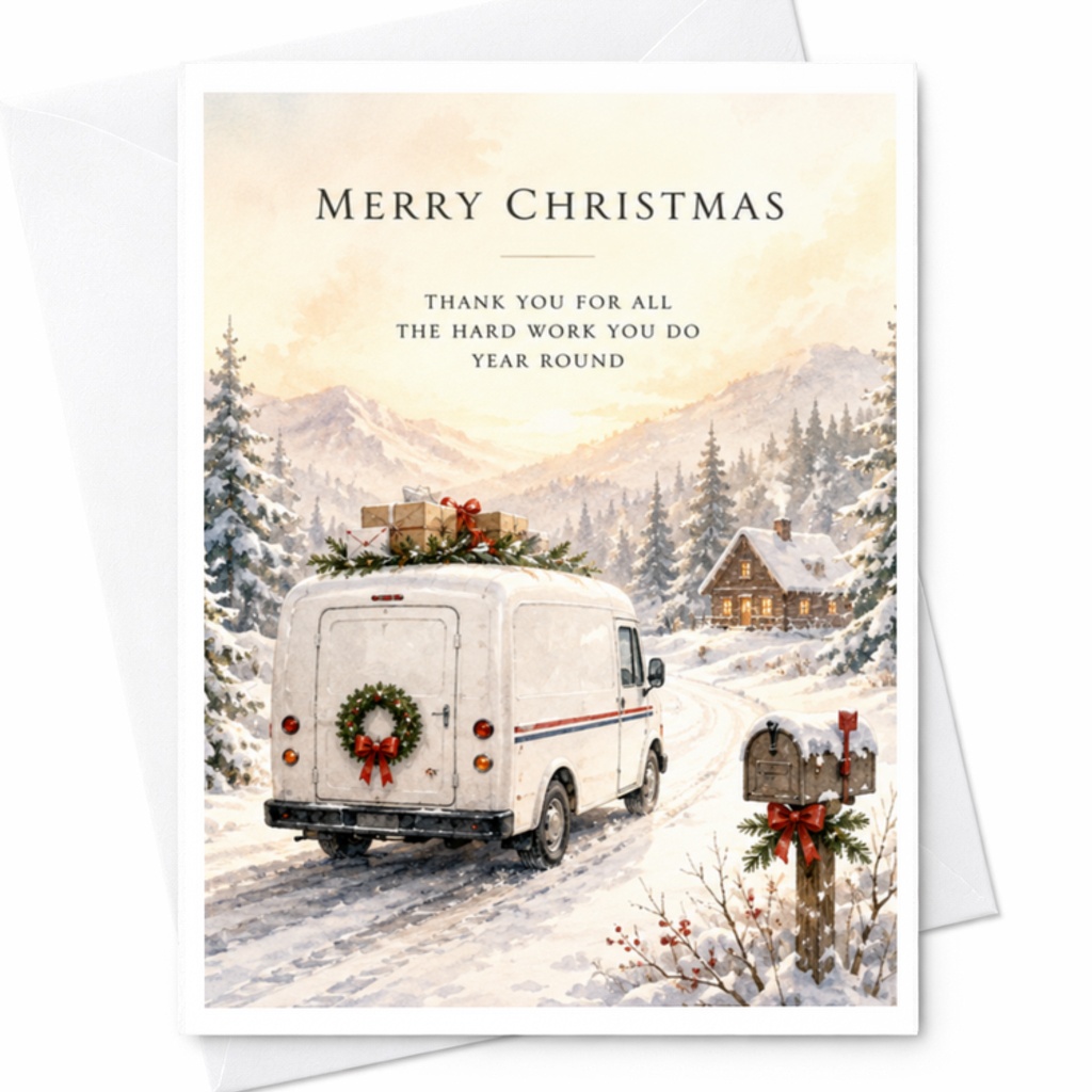 Merry Christmas Thank You For All The Hard Work You Do Year Round Postal Worker Appreciation Christmas Card For Mail Carrier C3790