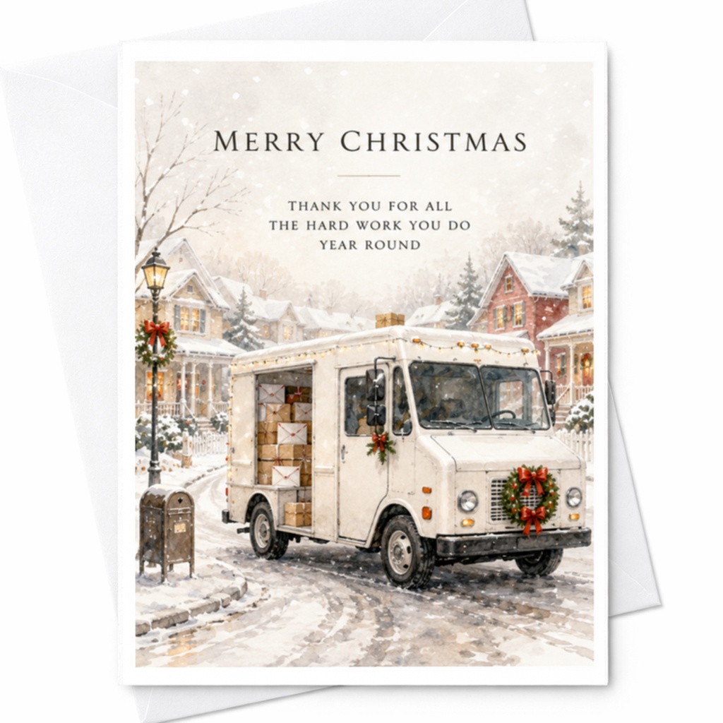 Merry Christmas Thank You For All The Hard Work You Do Year Round Holiday Card Postal Workers Appreciation Greeting Mail Carrier C3791