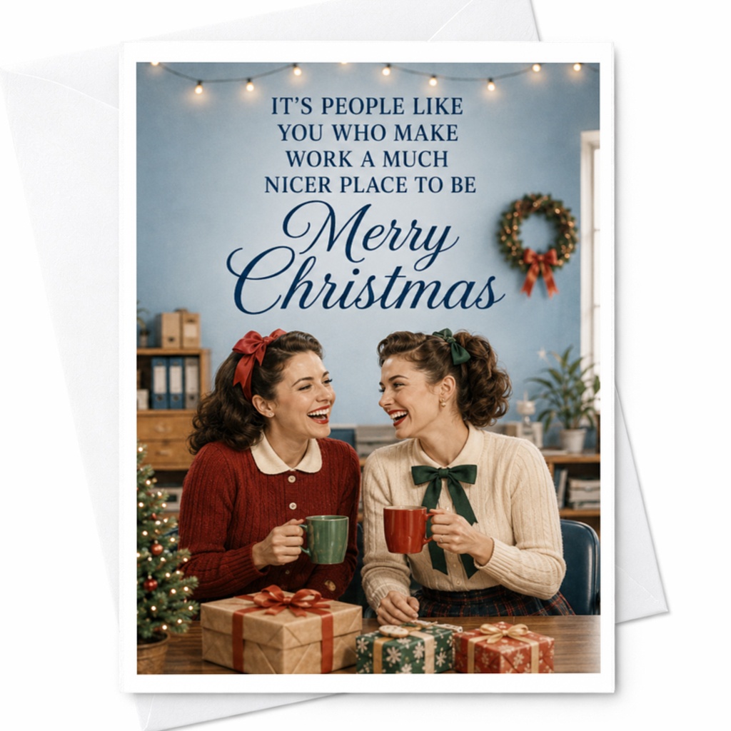 It’s People Like You Who Make Work A Much Nicer Place To Be Merry Christmas Card Vintage Style Holiday Greeting For Coworker C3800
