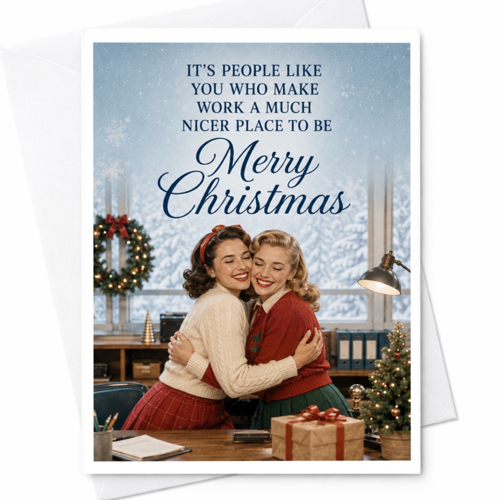 It’s People Like You Who Make Work A Much Nicer Place To Be Merry Christmas Card Vintage Office Holiday Greeting For Coworker C3801