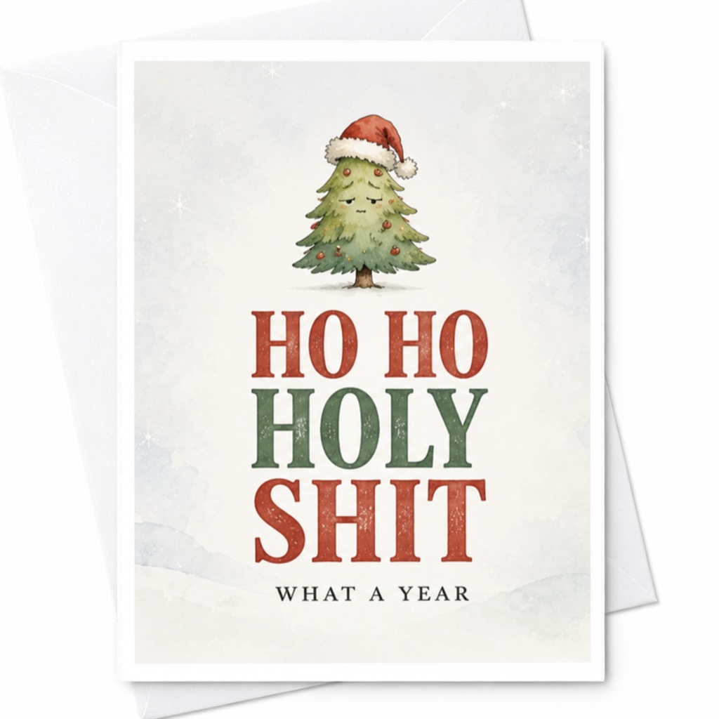 Ho Ho Holy Shit What A Year Funny Christmas Card Holiday Greeting For Friends Family Coworkers Laughter C3843