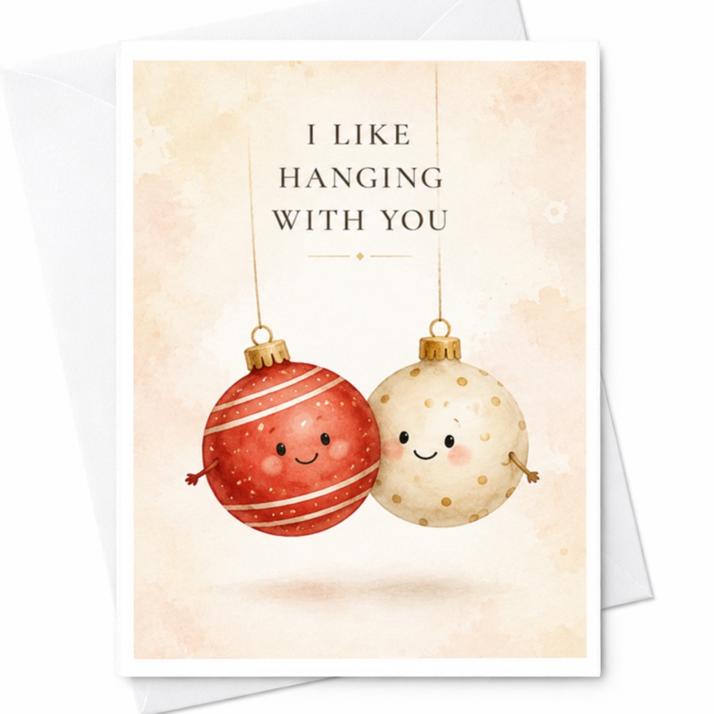 I Like Hanging With You Funny Christmas Card Cute Holiday Greeting Card For Friend Family Ornament Pun Card C3831