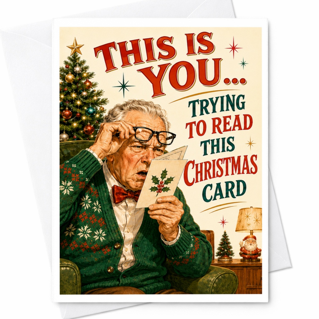 This Is You... Trying To Read This Christmas Card Funny Holiday Greeting For Family Friends Xmas Card For Dad Grandpa C3861