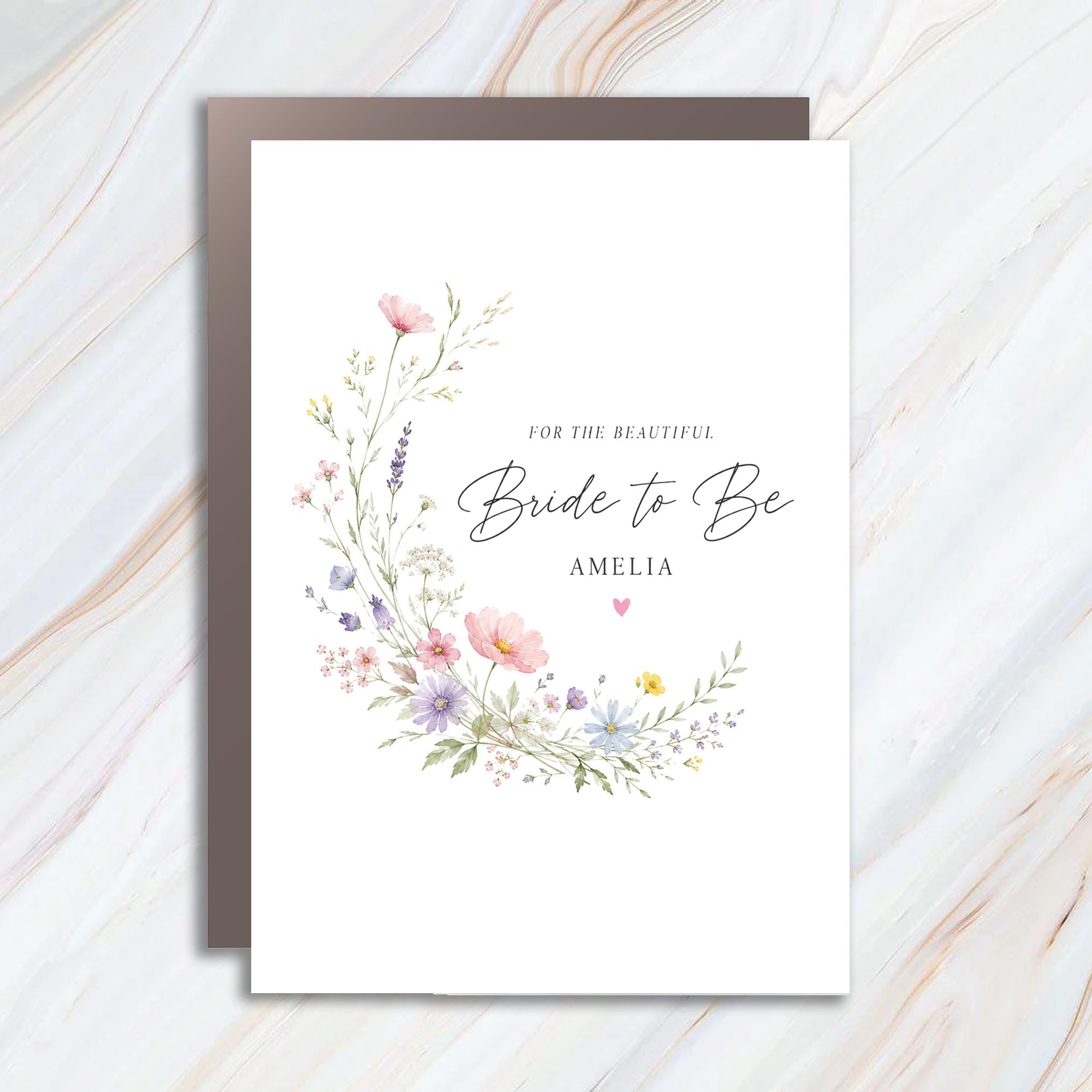 For The Beautiful Bride To Be Amelia Bridal Shower Card Floral Personalized Wedding Greeting Card For Bride WC96
