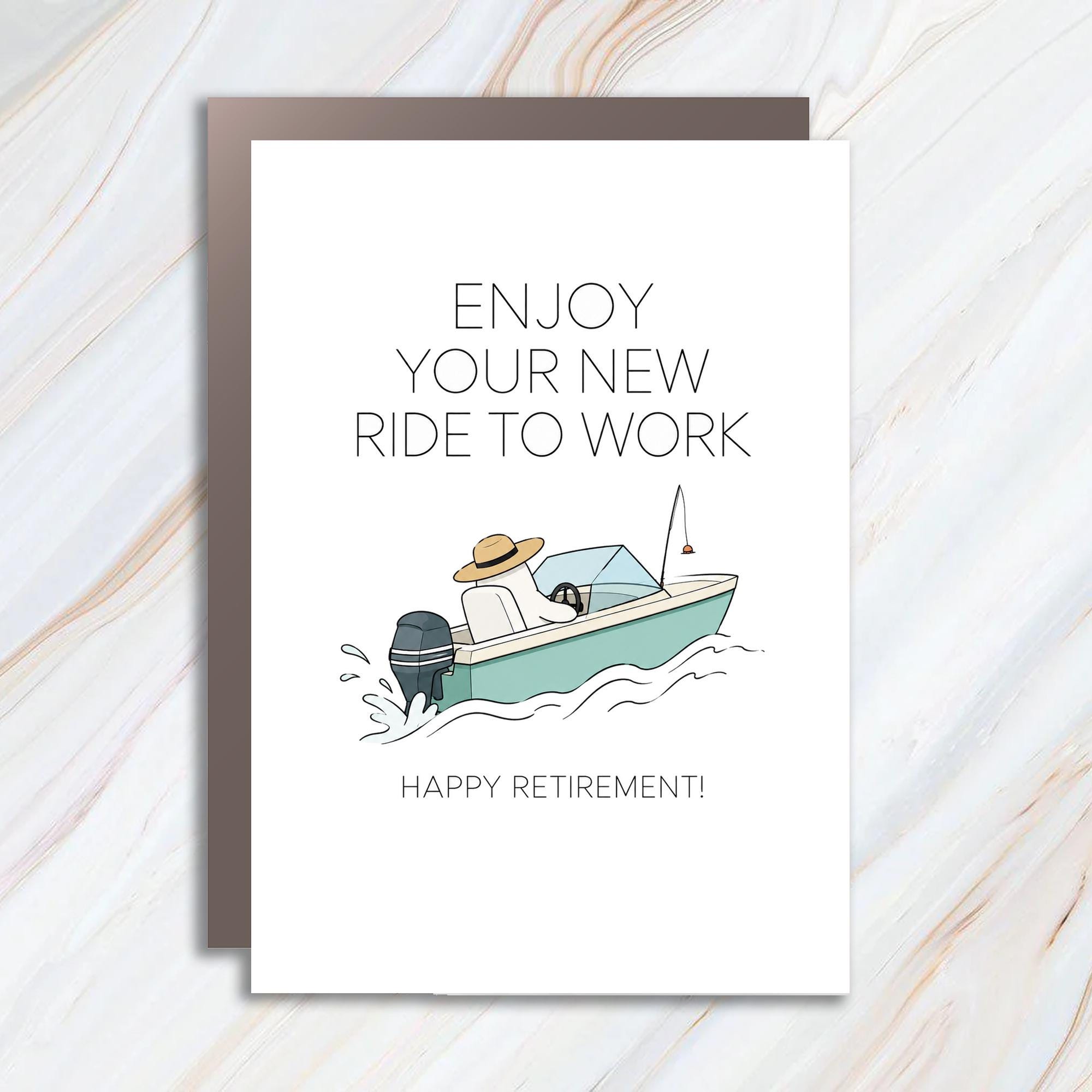 Enjoy Your New Ride To Work Happy Retirement! Funny Retirement Card For Coworker Boss Friend Boat Theme RC3