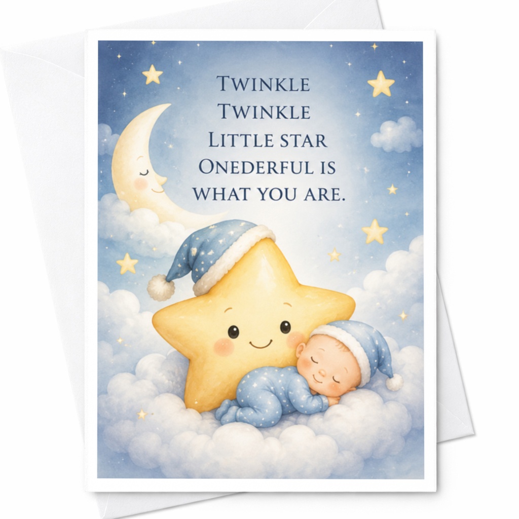 Twinkle Twinkle Little Star Onederful Is What You Are 1st Birthday Card Cute Baby Starry Night For Child Sweet C3892