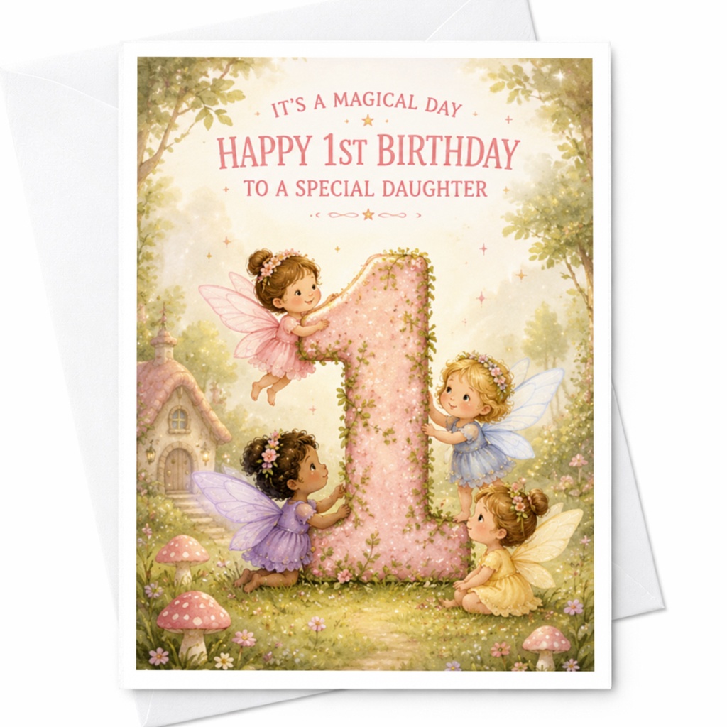 It's A Magical Day Happy 1st Birthday To A Special Daughter Fairy Theme 1st Birthday Card For Daughter Cute Magical Celebration C3900